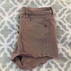 Frayed Hem Button-Accent Shorts